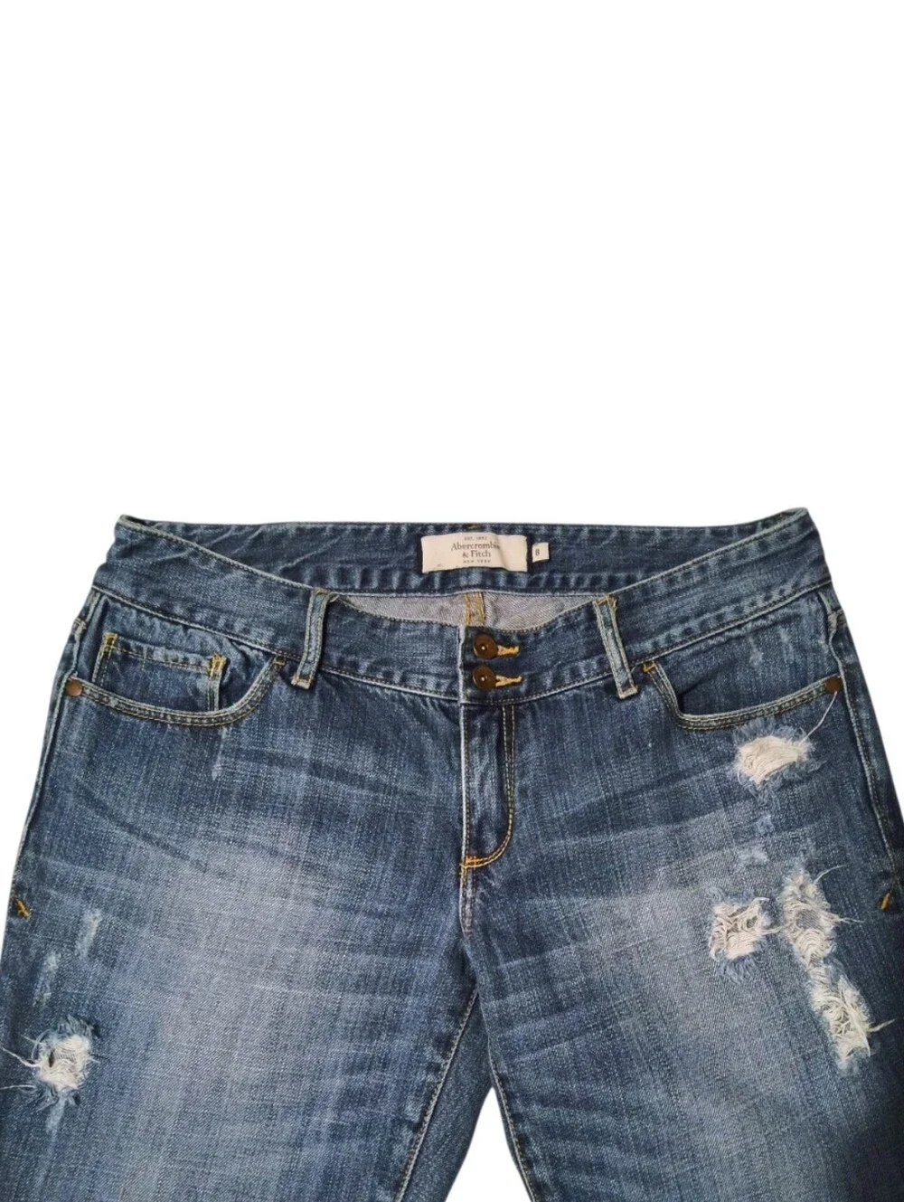 Vintage Y2K Abercrombie & Fitch Distressed Low Rise Straight Leg Jeans Size 8S
